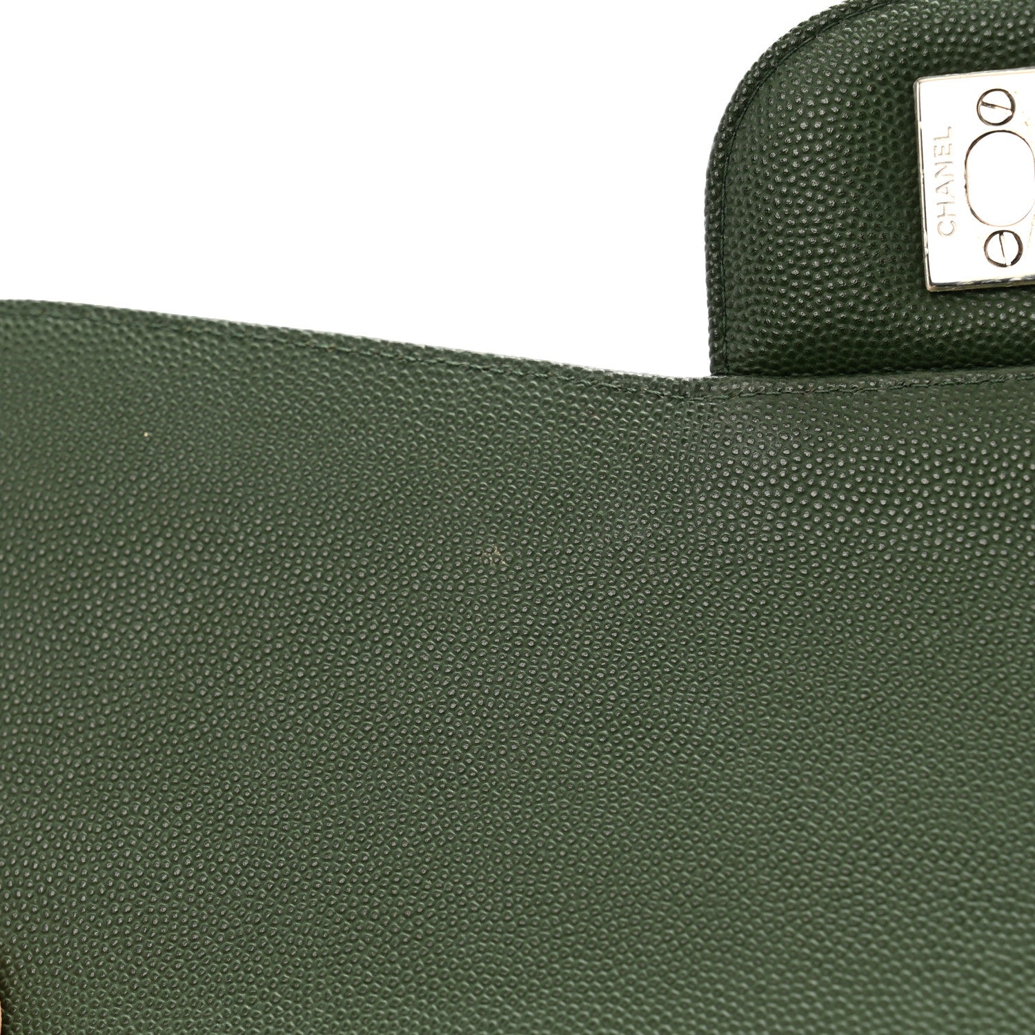 Chanel Caviar Quilted Jumbo Double Flap Green 12 of 13