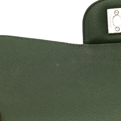 Chanel Caviar Quilted Jumbo Double Flap Green 12 of 13