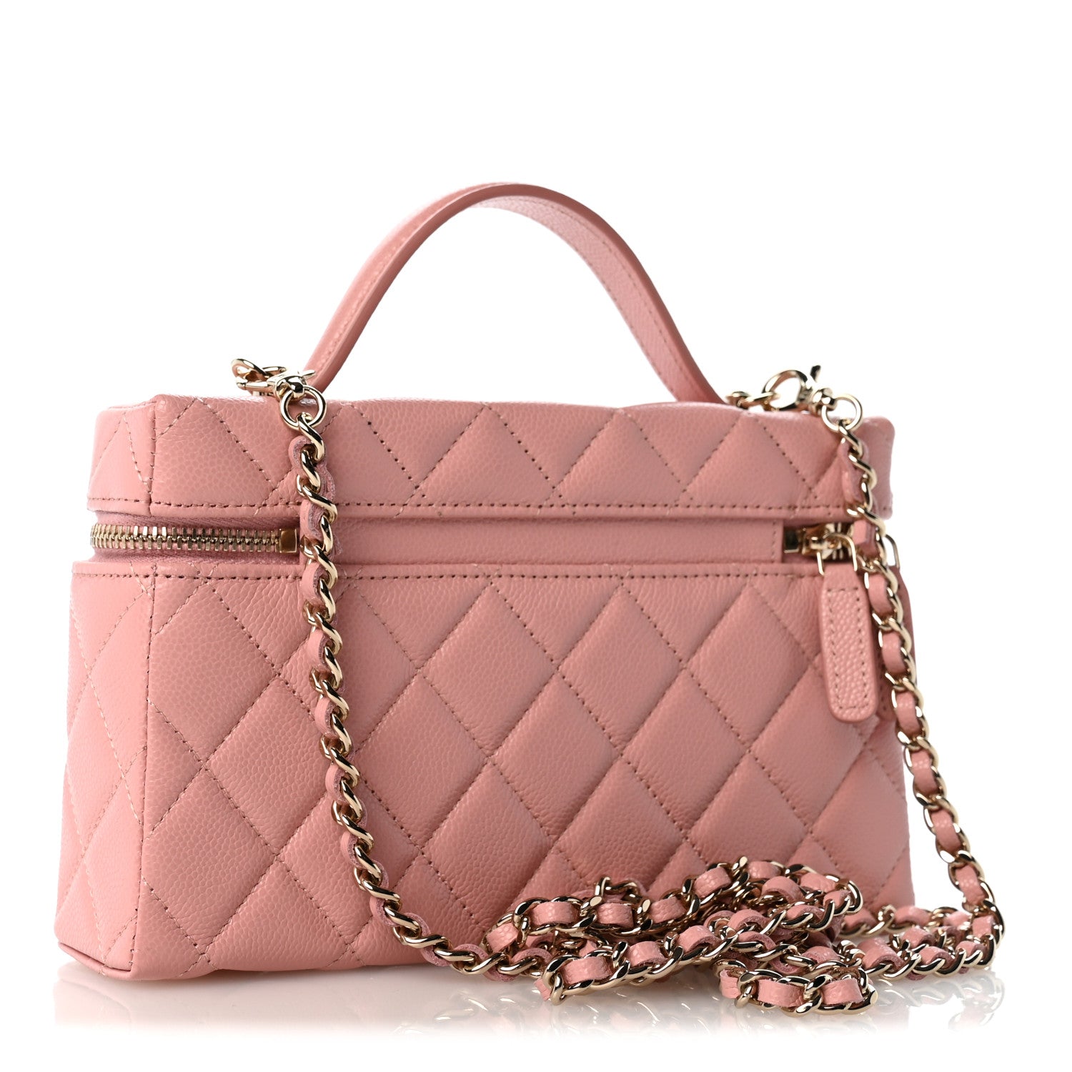 Chanel Caviar Quilted Top Handle Slim Vanity With Chain Light Pink 3 of 11