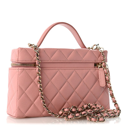 Chanel Caviar Quilted Top Handle Slim Vanity With Chain Light Pink 3 of 11