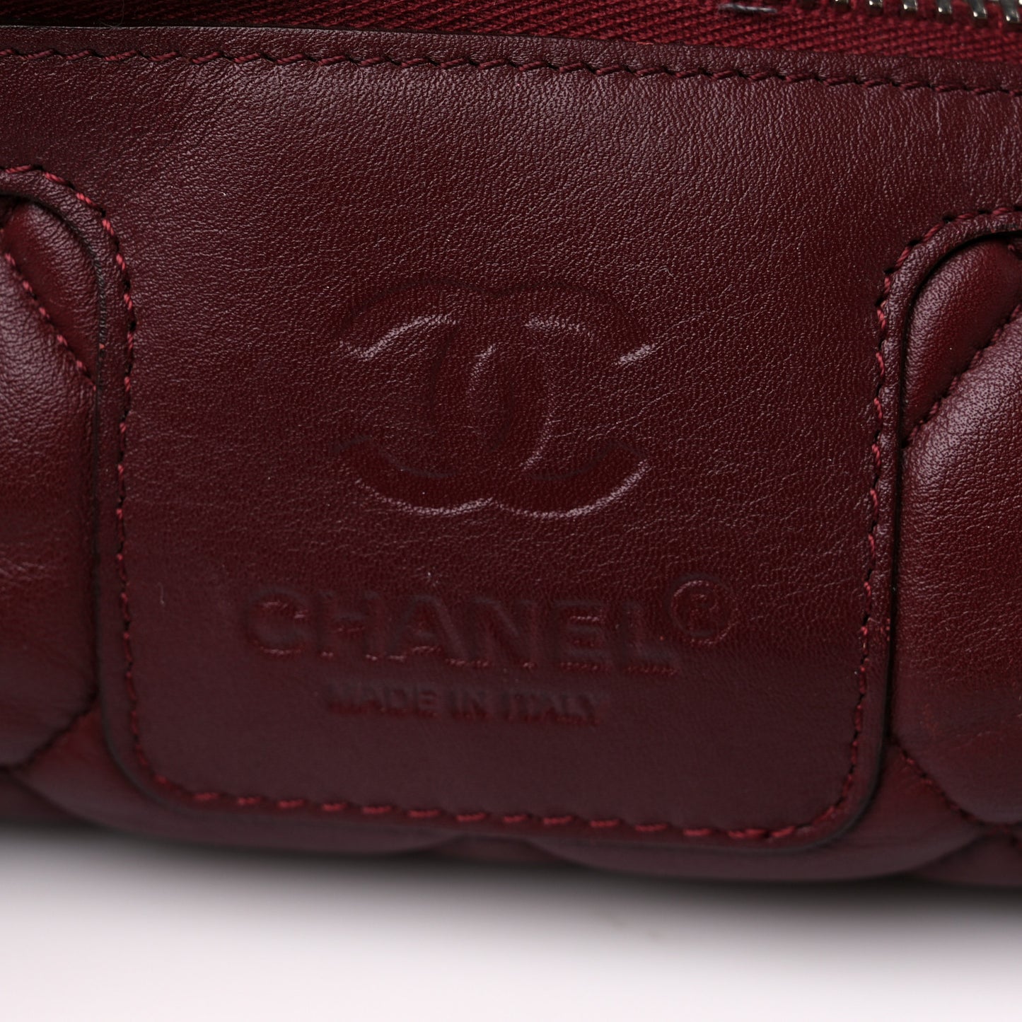 Lambskin Quilted Small Coco Cocoon Reversible Tote Grey Burgundy