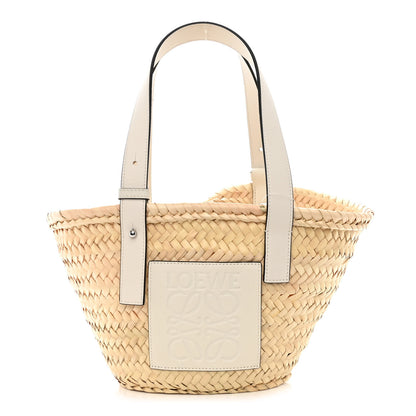 Loewe Raffia Small Basket Tote Bag Natural White 1 of 10
