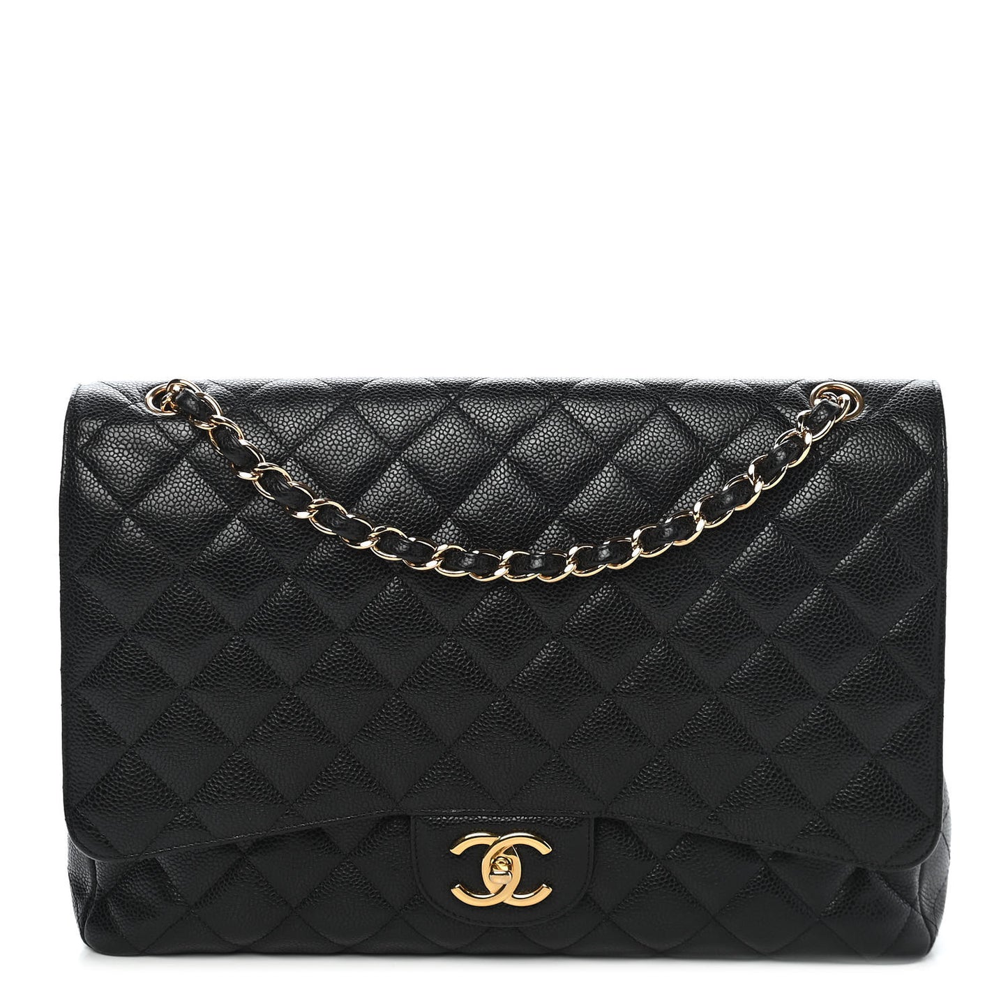 Caviar Quilted Maxi Double Flap Black