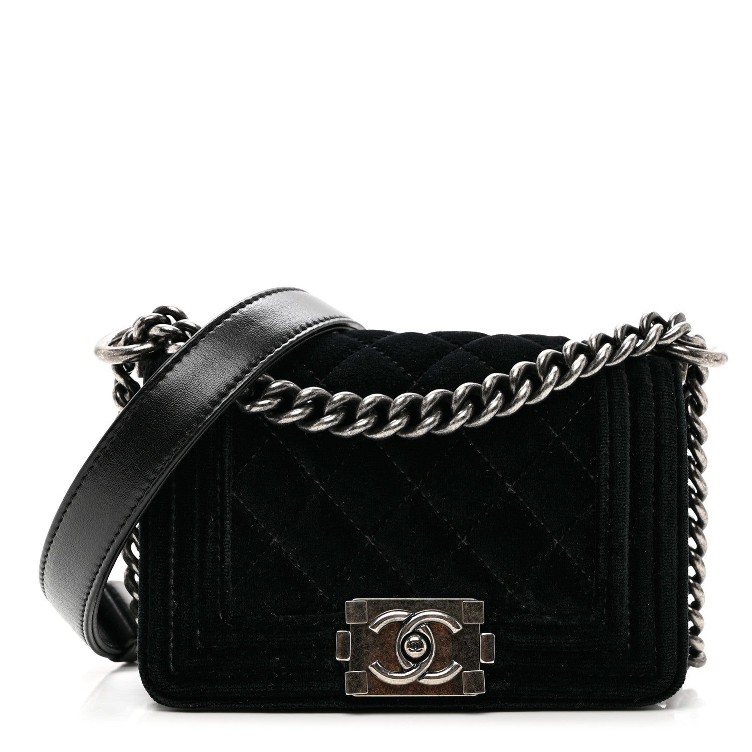 Chanel Velvet Quilted Mini Boy Flap Black 1 of 8