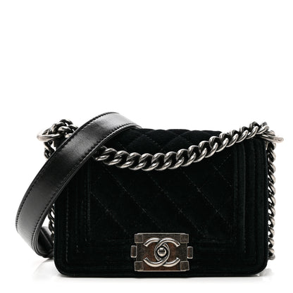 Chanel Velvet Quilted Mini Boy Flap Black 1 of 8