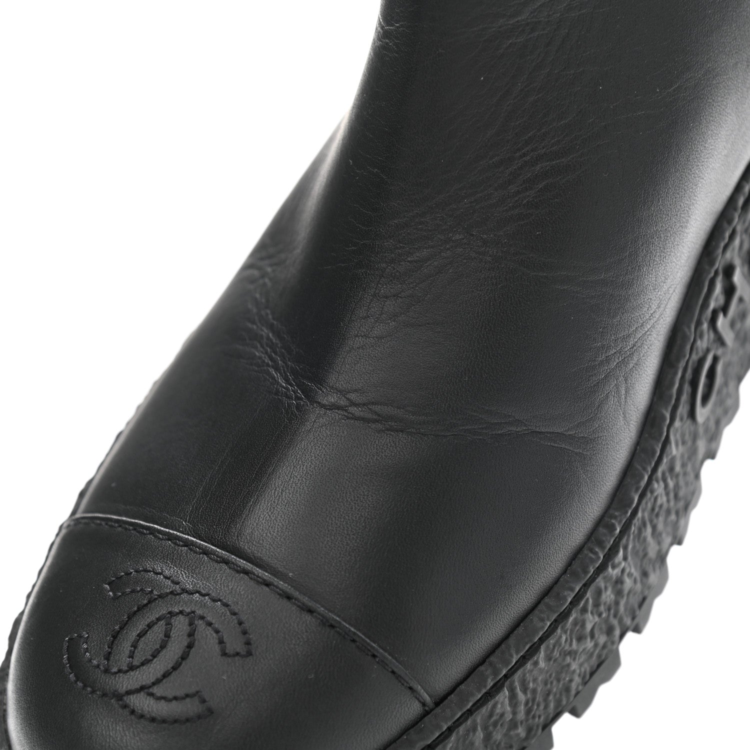 Chanel Calfskin Cap Toe CC Ankle Boots 38 Black 10 of 10