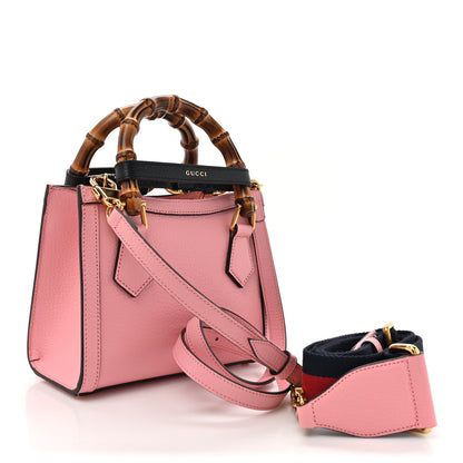 Gucci Textured Dollar Calfskin Web Mini Diana Tote Bag Wild Rose Black 3 of 19