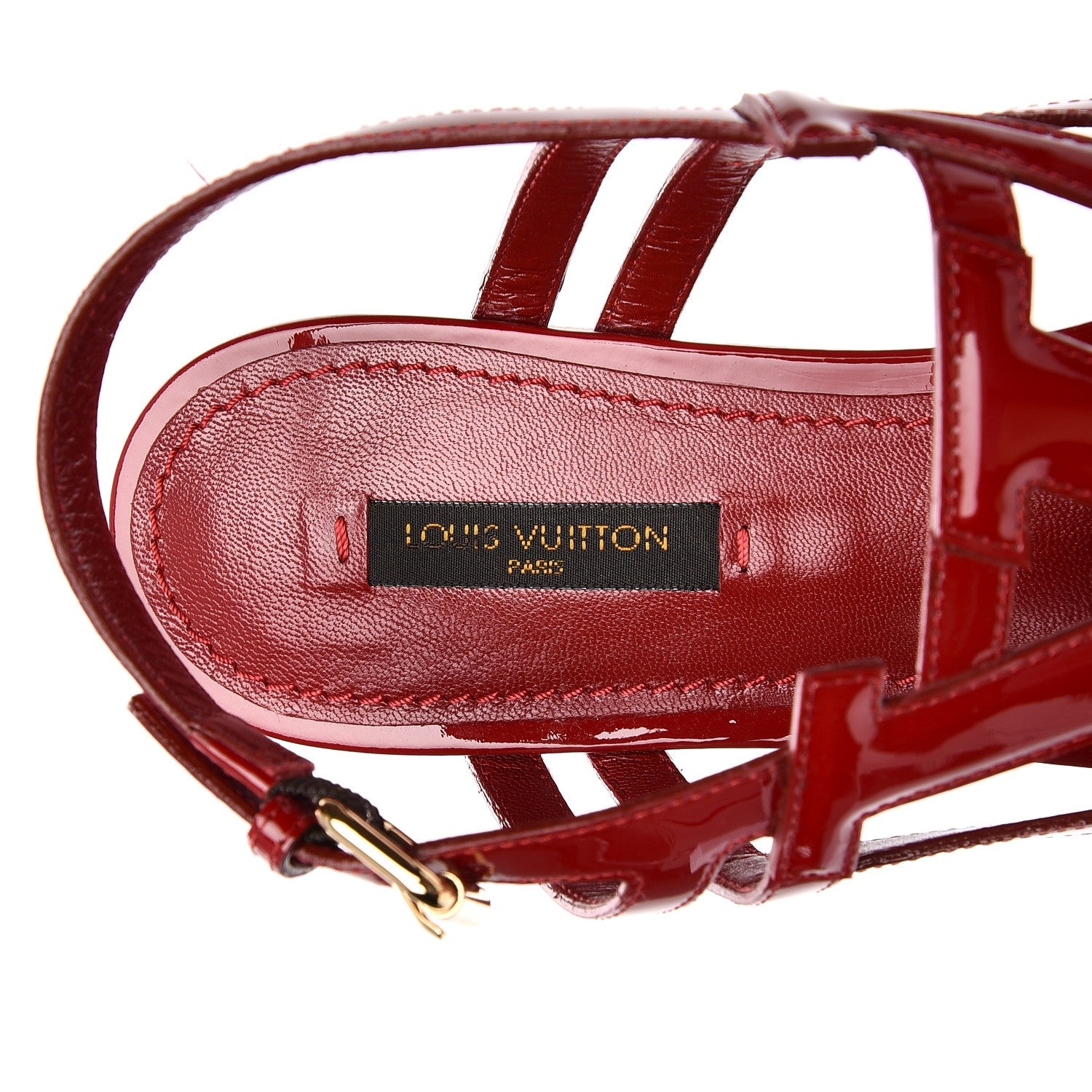 Louis Vuitton Patent Logo Crossing Flat Sandal 39 Rouge 5 of 9
