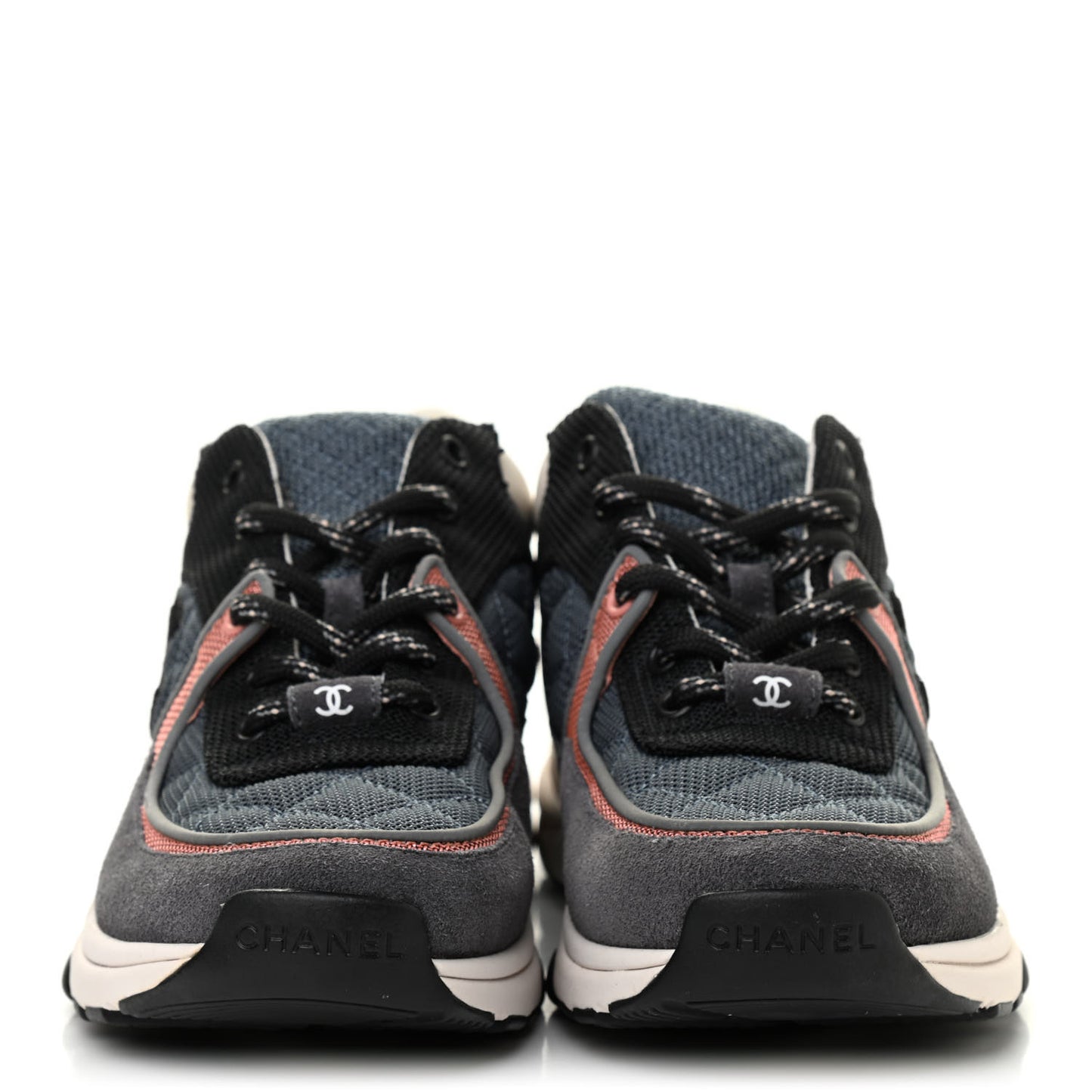 Nylon Calfskin Suede Womens CC Sneakers 36 Grey Pink
