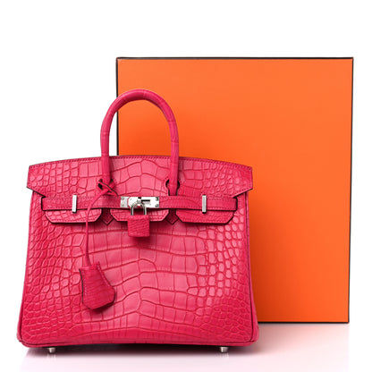Hermes Matte Alligator Birkin 25 Framboise 10 of 10