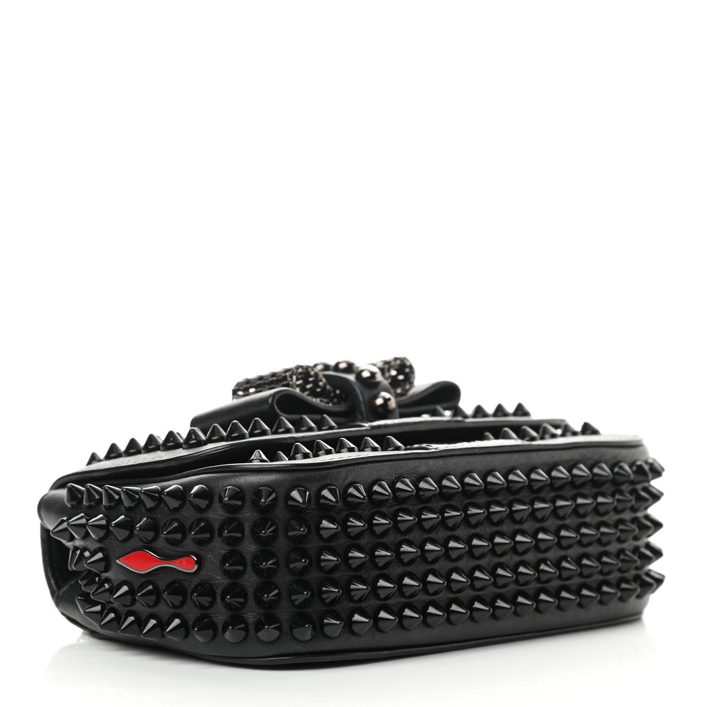Calfskin Spikes Sweety Charity Crossbody Bag Black