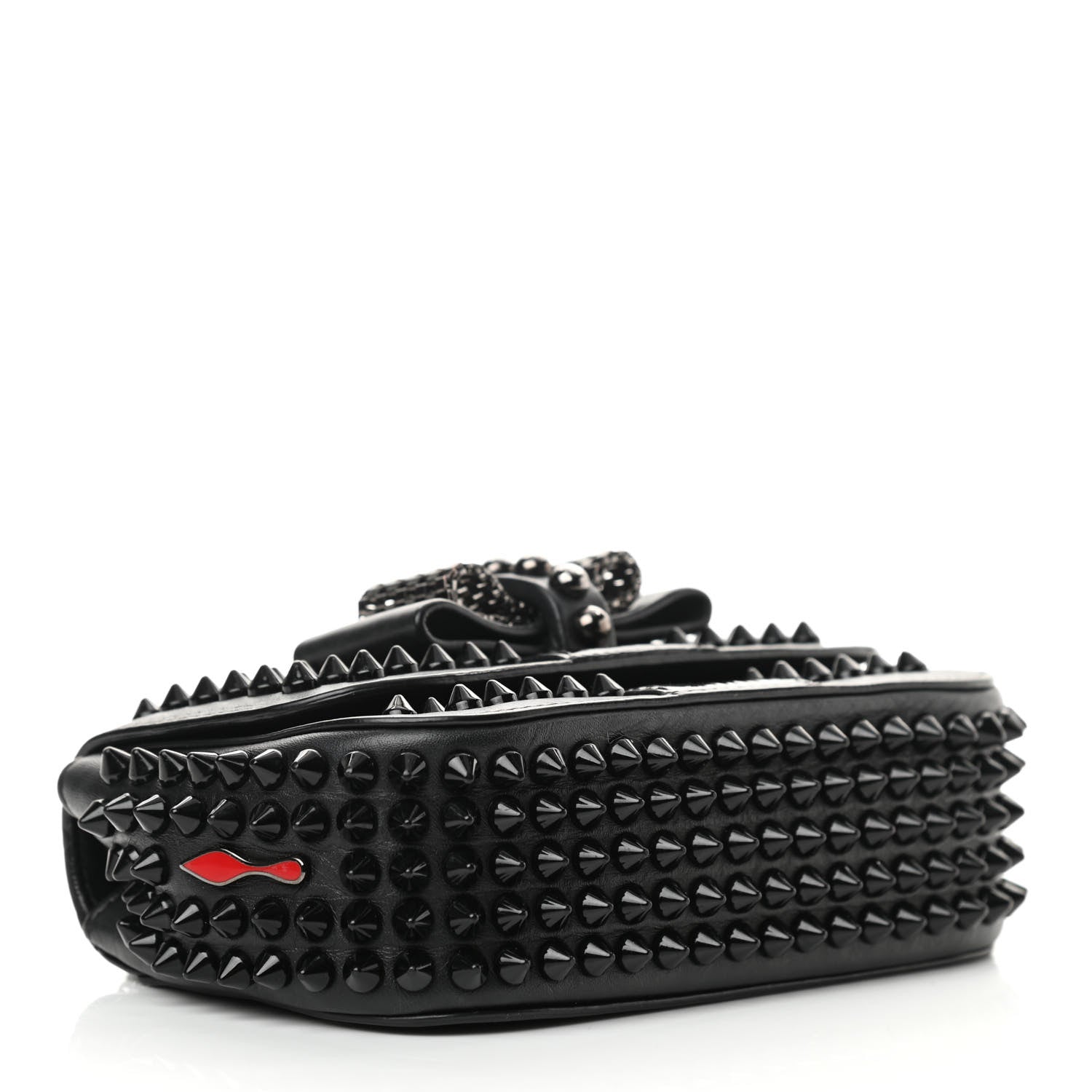 Christian Louboutin Calfskin Spikes Sweety Charity Crossbody Bag Black 4 of 12