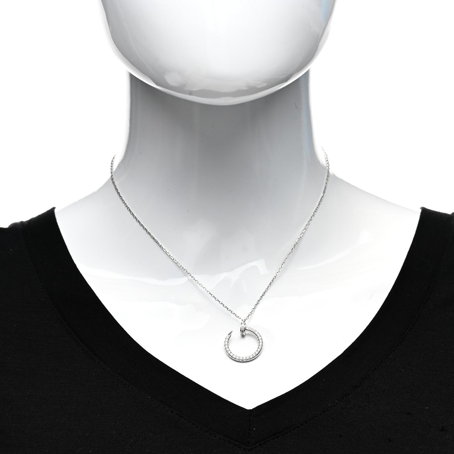 18K White Gold Diamond Juste Un Clou Paved Pendant Necklace