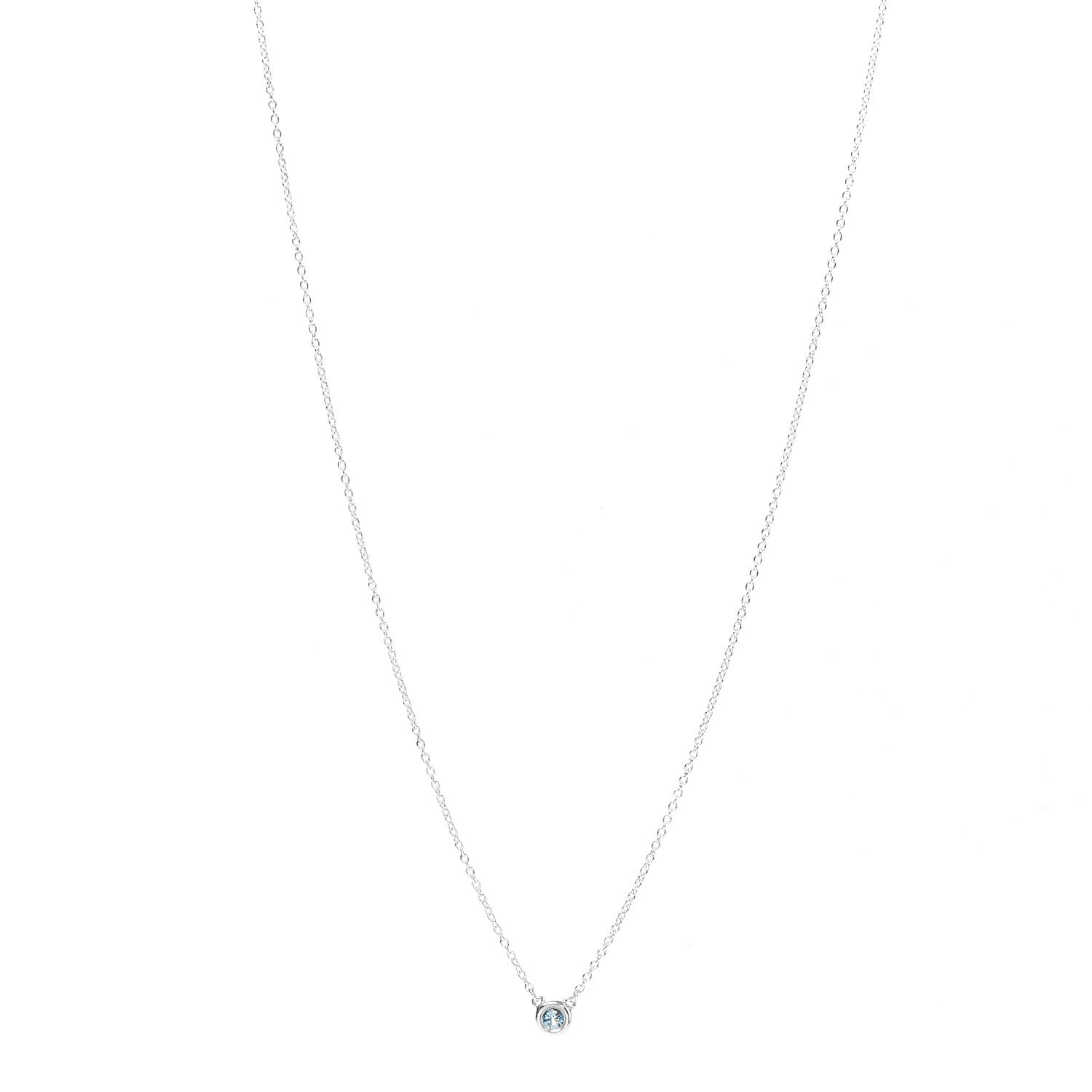 Tiffany Sterling Silver Aquamarine Elsa Peretti Color By The Yard Pendant Necklace 1 of 5