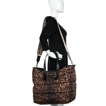 Dolce & Gabbana Nylon Leopard Print Sicily Shopper Tote Brown 2 of 10