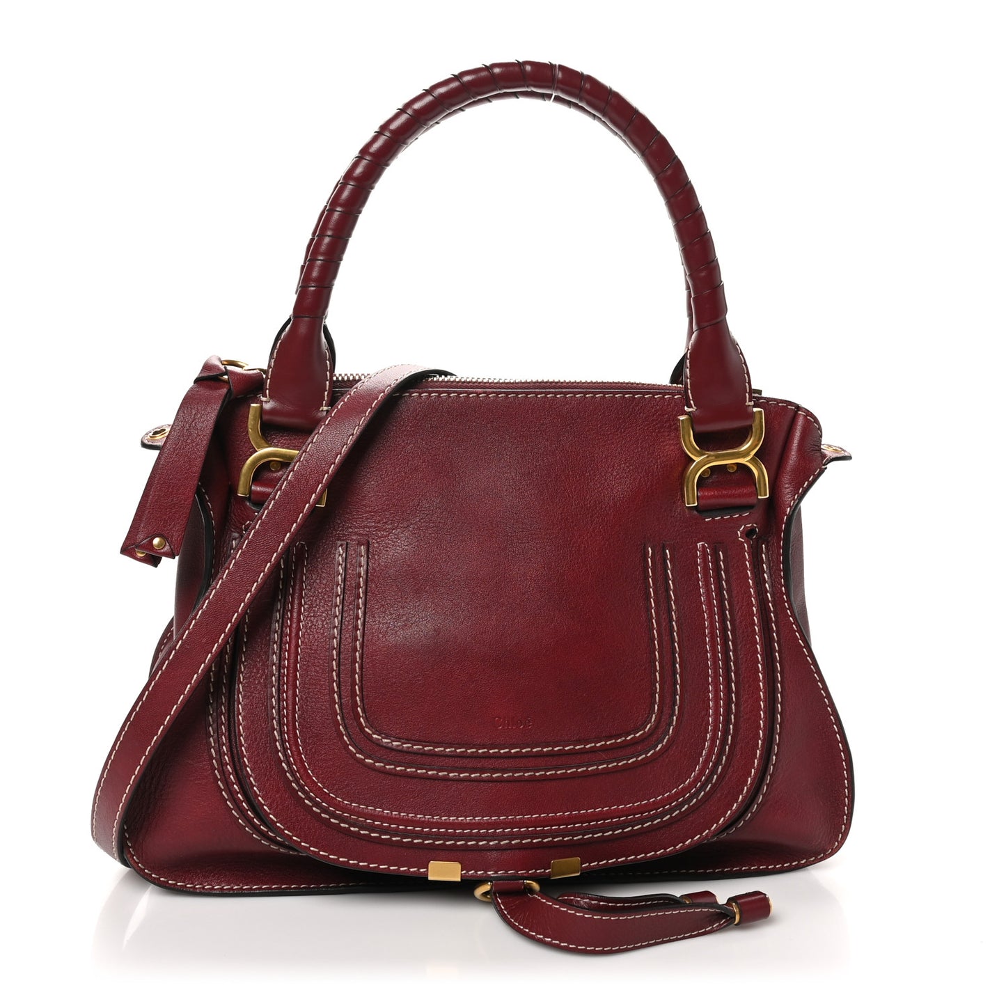 Calfskin Medium Marcie Satchel Burgundy