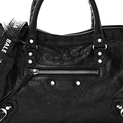 Balenciaga Agneau Classic Hardware S City Logo Strap Black White 9 of 11