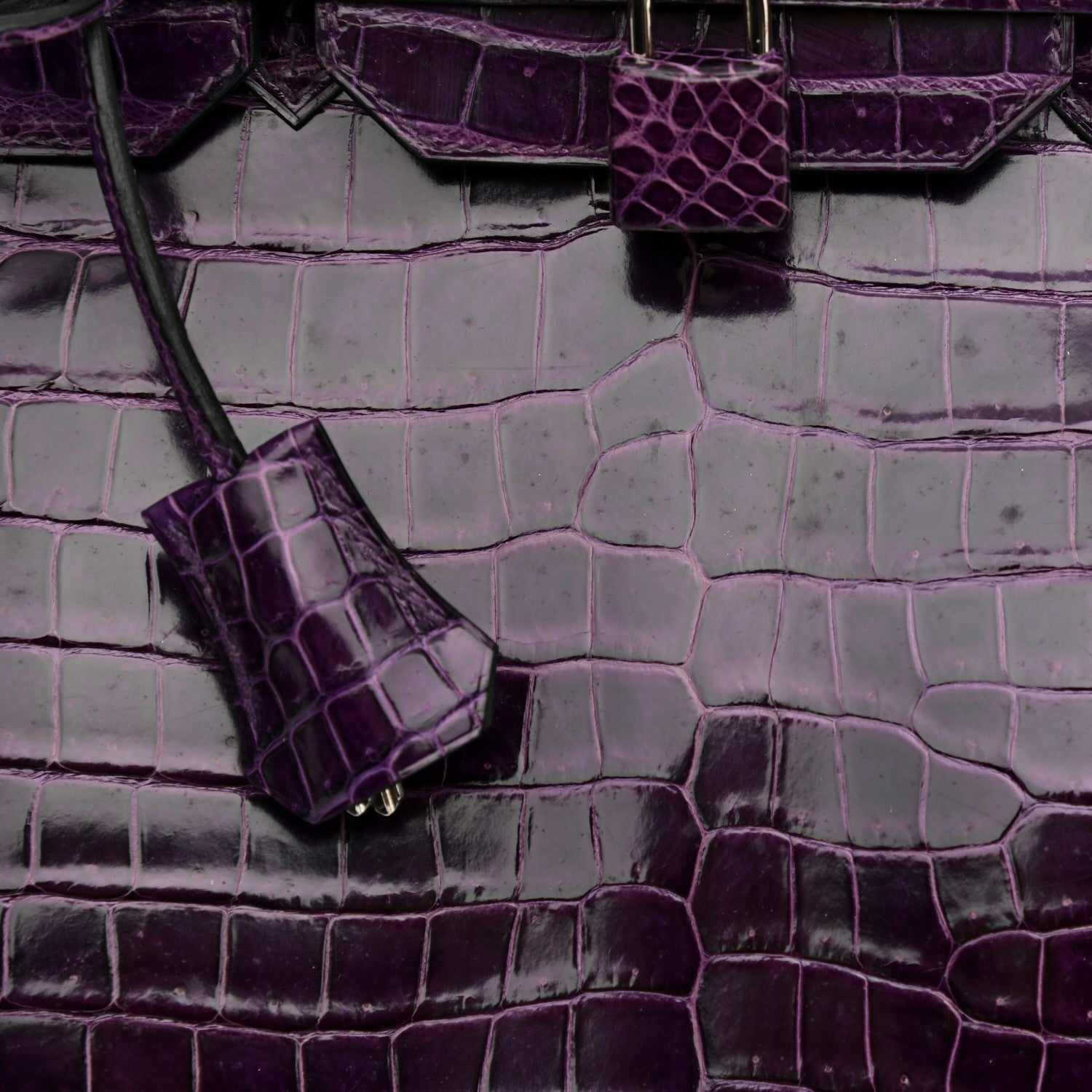Hermes Shiny Porosus Crocodile Birkin 35 Amethyst 8 of 10