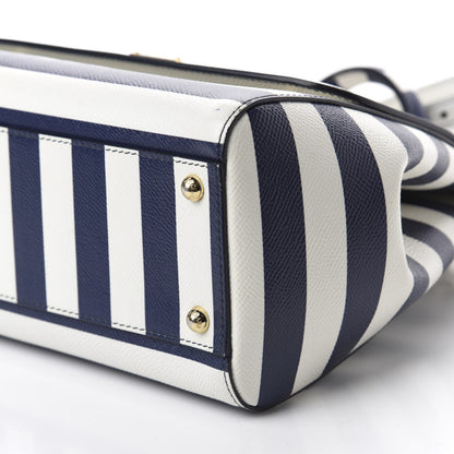 Dolce & Gabbana Stripe Dauphine Medium Miss Sicily Satchel Blue White 7 of 9