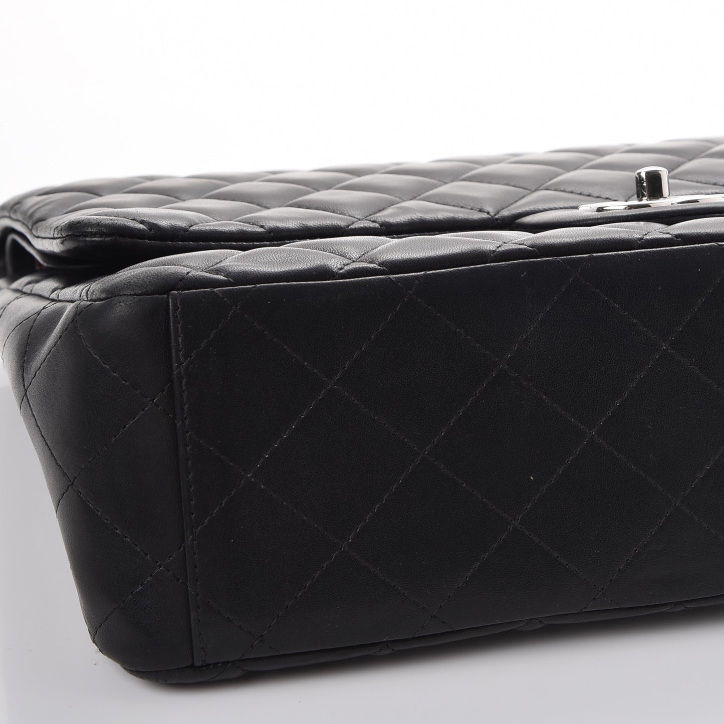 Lambskin Quilted Maxi Double Flap Black