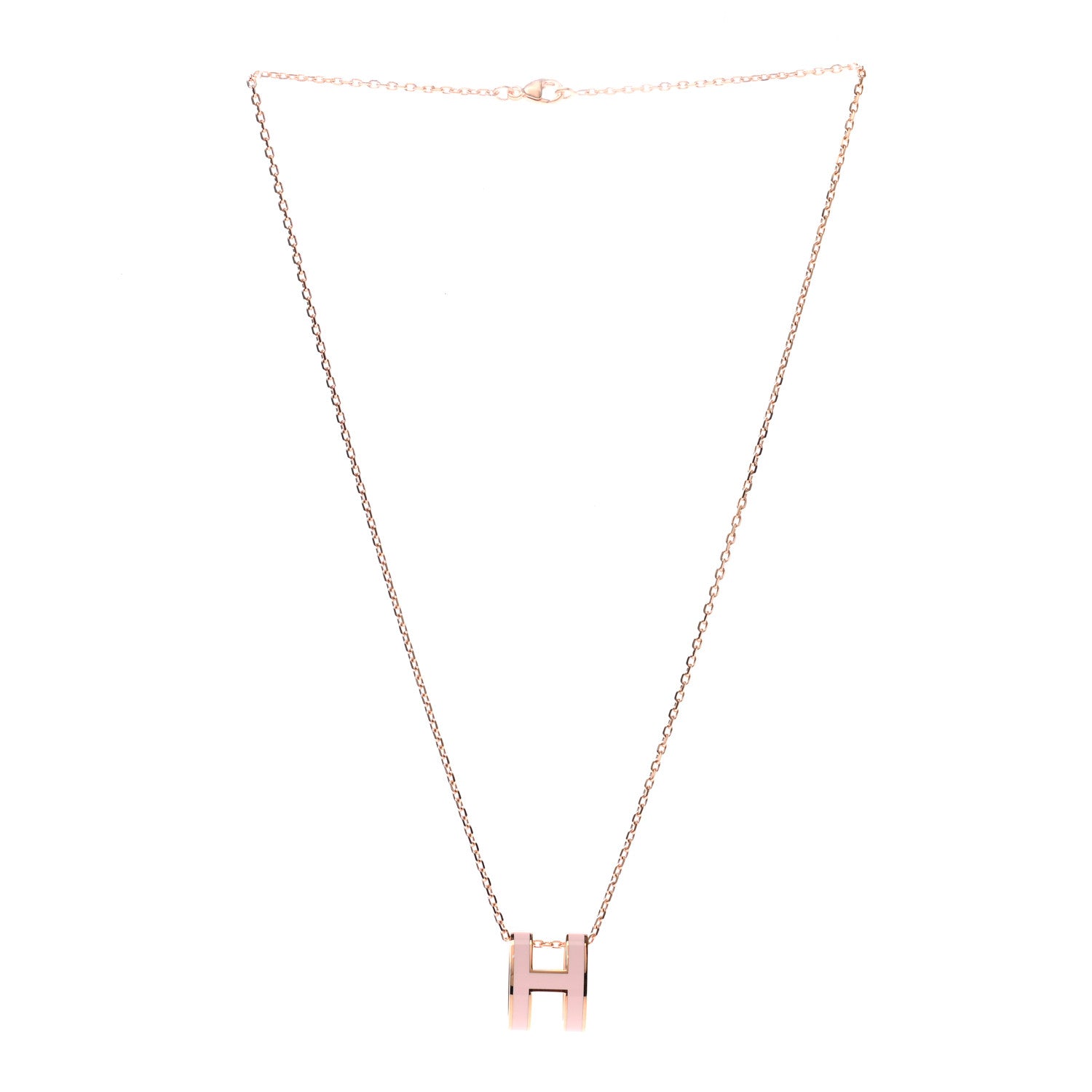Hermes Lacquered Rose Gold Pop H Pendant Necklace Rose Dragee 3 of 8