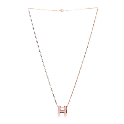 Hermes Lacquered Rose Gold Pop H Pendant Necklace Rose Dragee 3 of 8