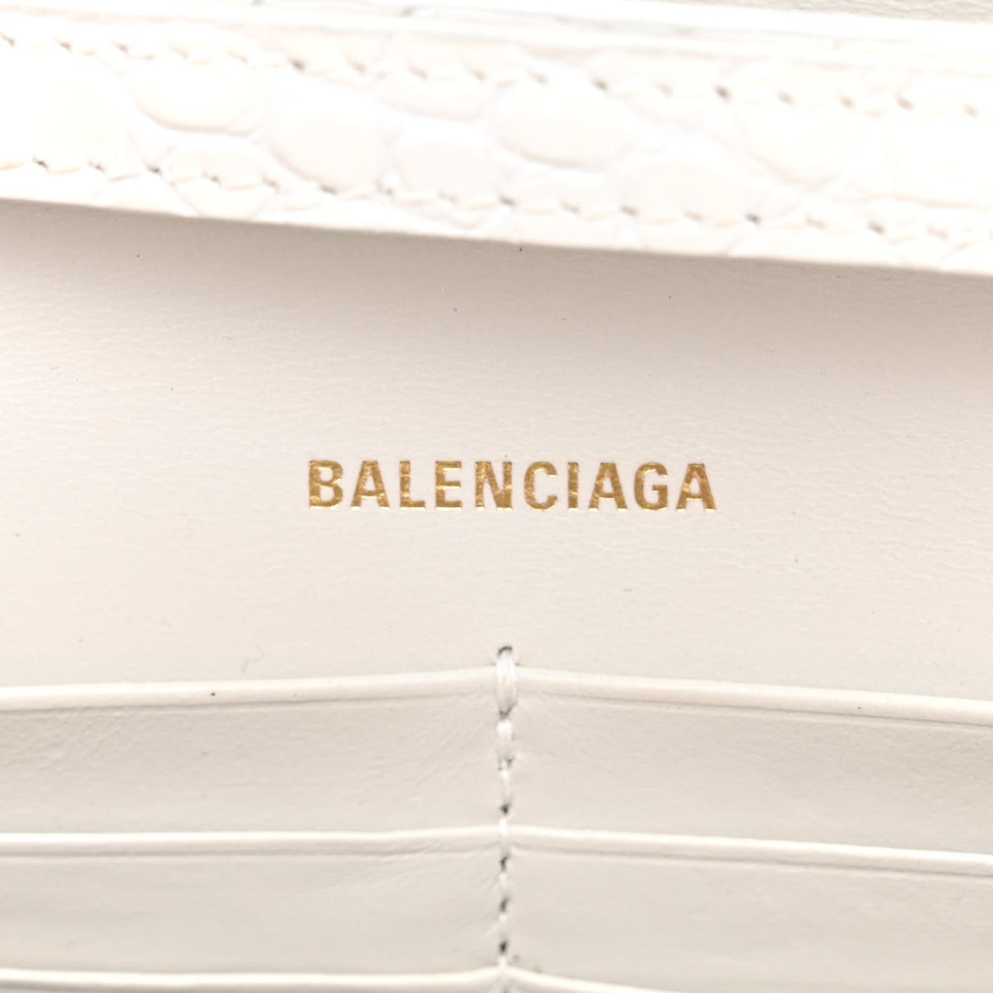 Shiny Calfskin Crocodile Embossed Hourglass Chain Bag White