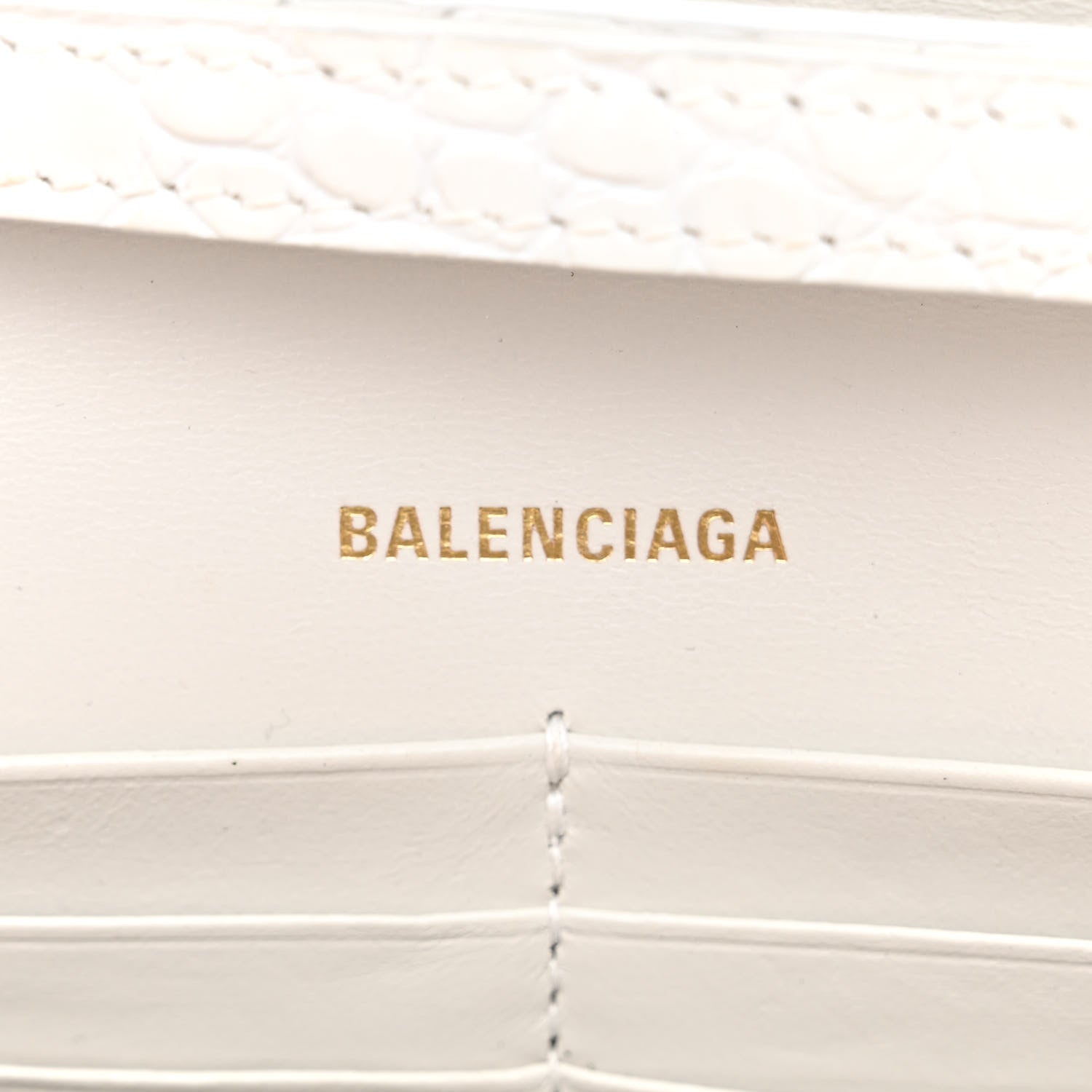 Balenciaga Shiny Calfskin Crocodile Embossed Hourglass Chain Bag White 6 of 13