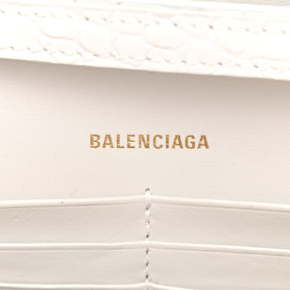 Balenciaga Shiny Calfskin Crocodile Embossed Hourglass Chain Bag White 6 of 13