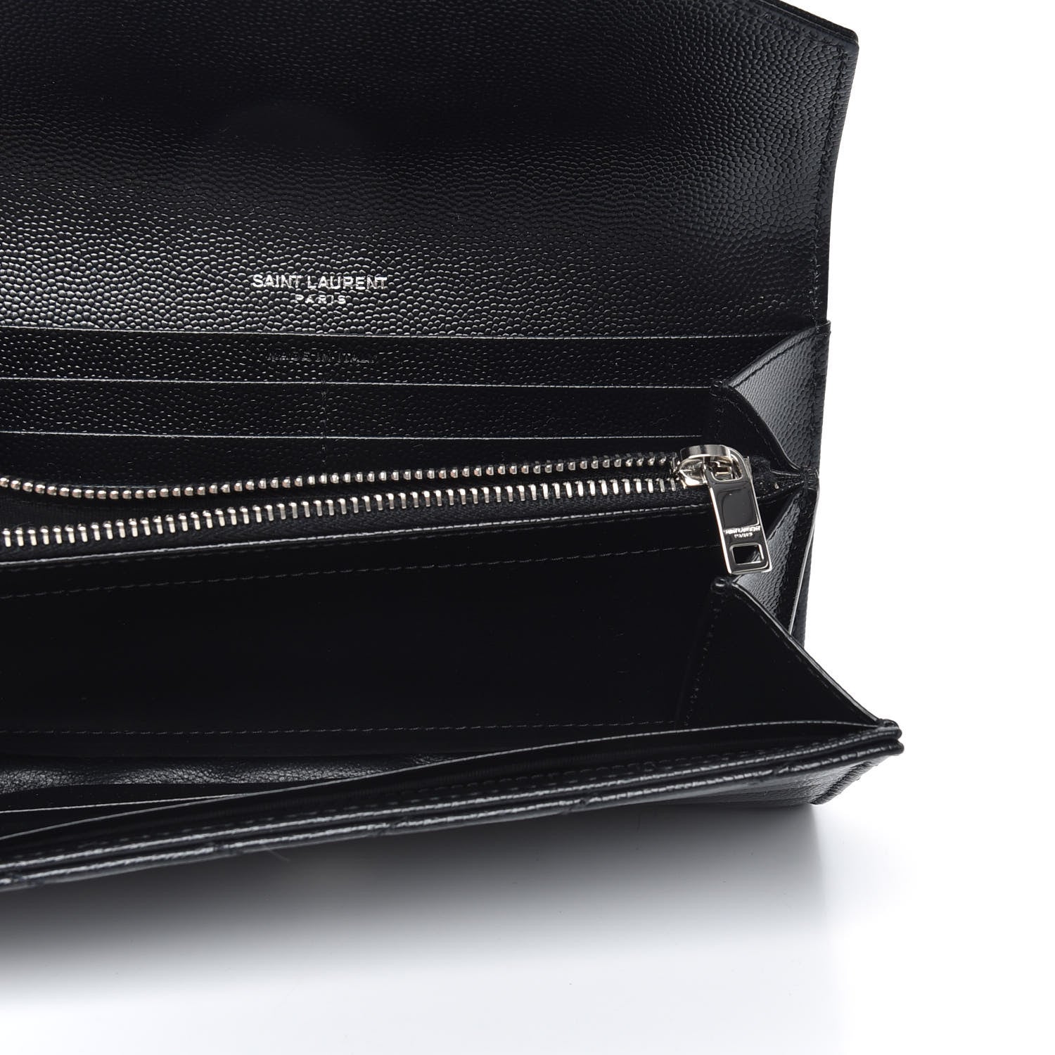 Saint Laurent Grain De Poudre Matelasse Chevron Monogram Flap Wallet Black 5 of 9