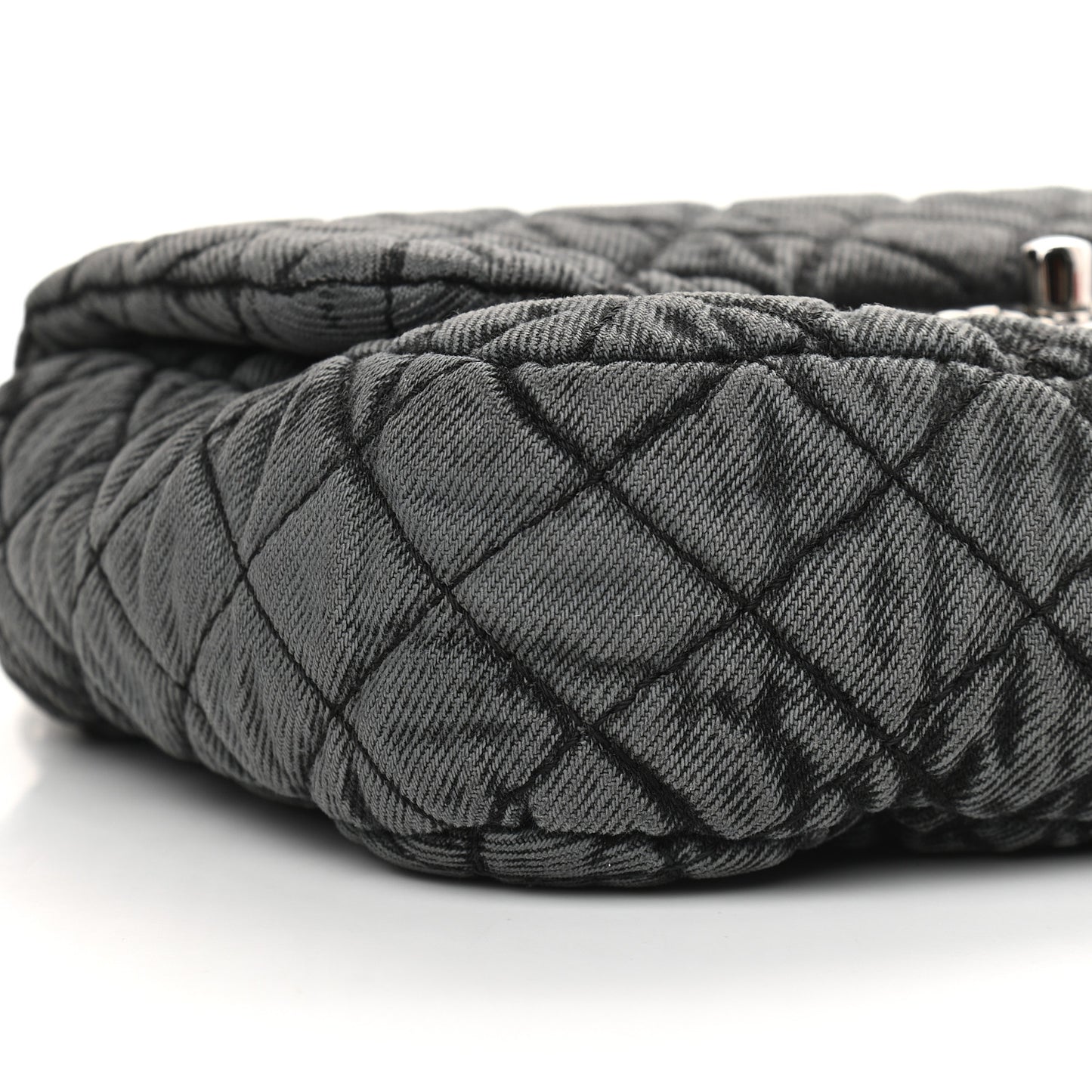 Washed Denim Quilted Small Denimpression Flap Grey Black