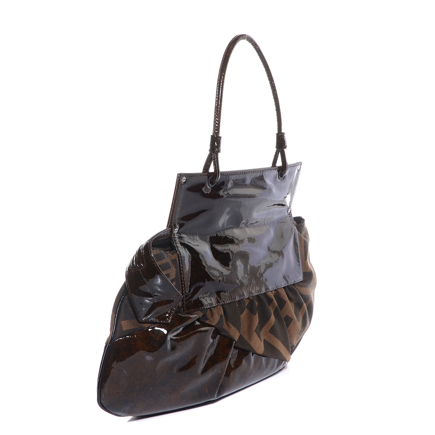 Fendi Zucca Spalmati Patent To You Convertible Clutch Tobacco 3 of 9