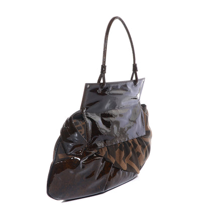 Fendi Zucca Spalmati Patent To You Convertible Clutch Tobacco 3 of 9