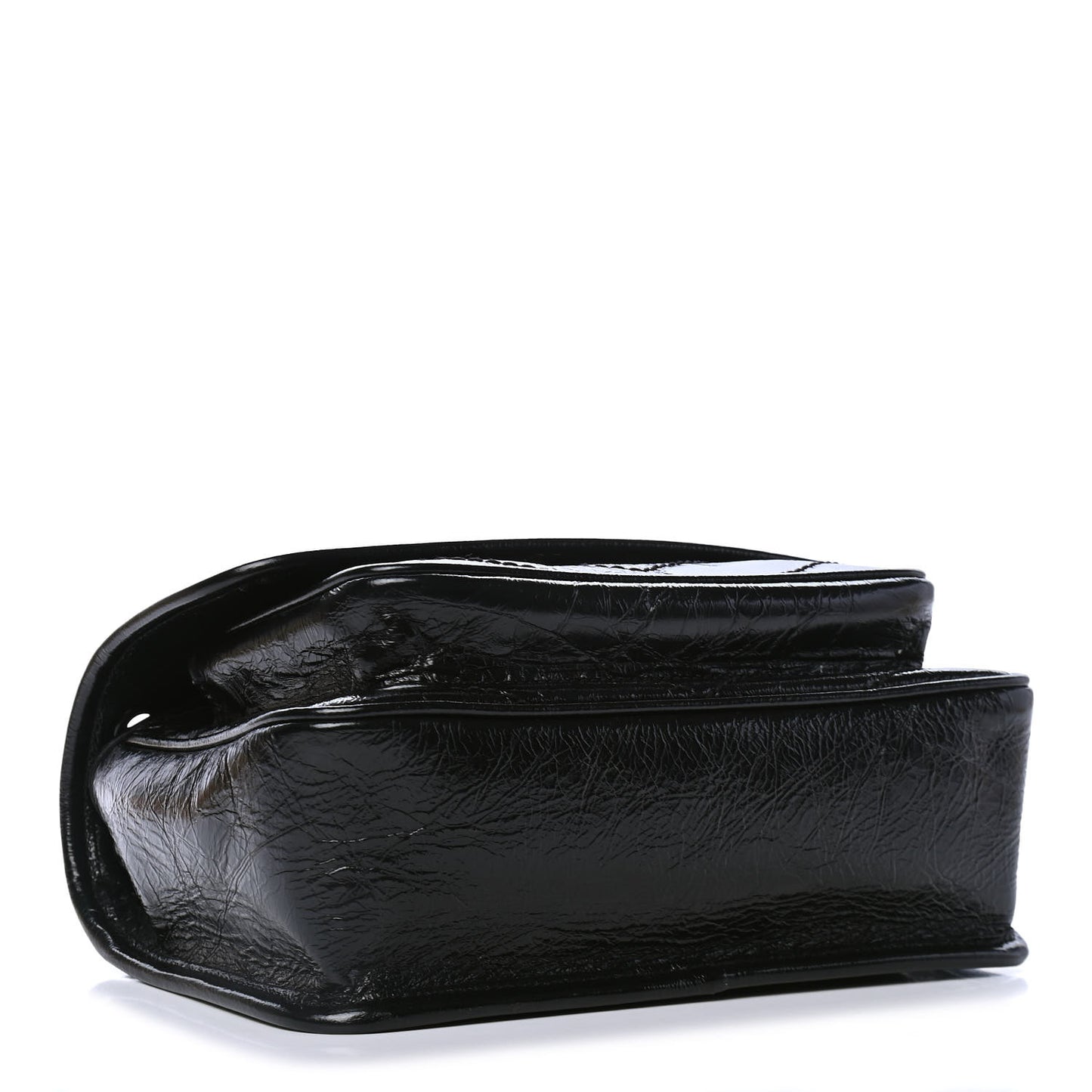 Crinkled Calfskin Matelasse Monogram Baby Niki Chain Satchel Black