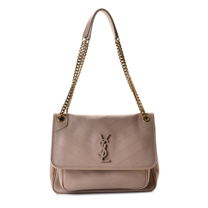 Saint Laurent Lambskin Matelasse Monogram Medium Niki Chain Satchel Dark Beige 1 of 7