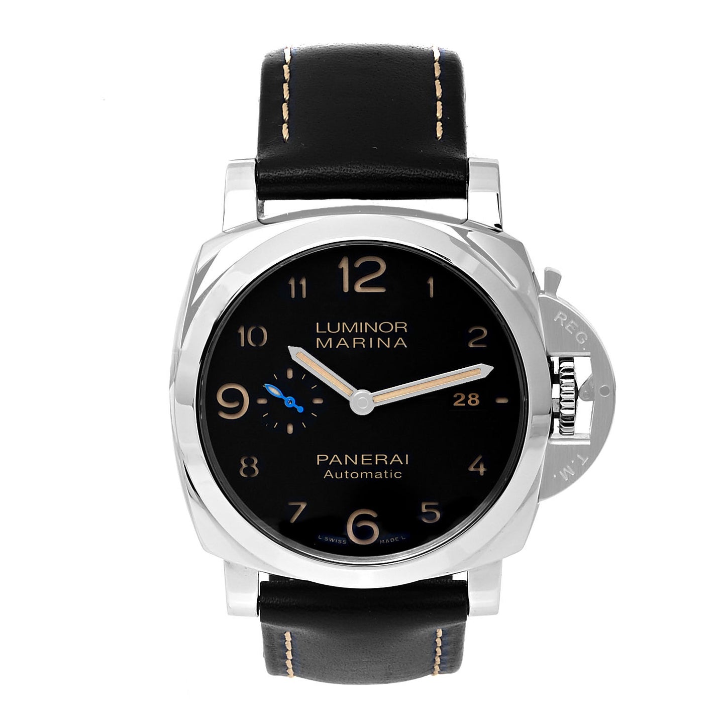 Stainless Steel Calfskin 44mm Luminor Marina 1950 Automatic Watch Black PAM01359