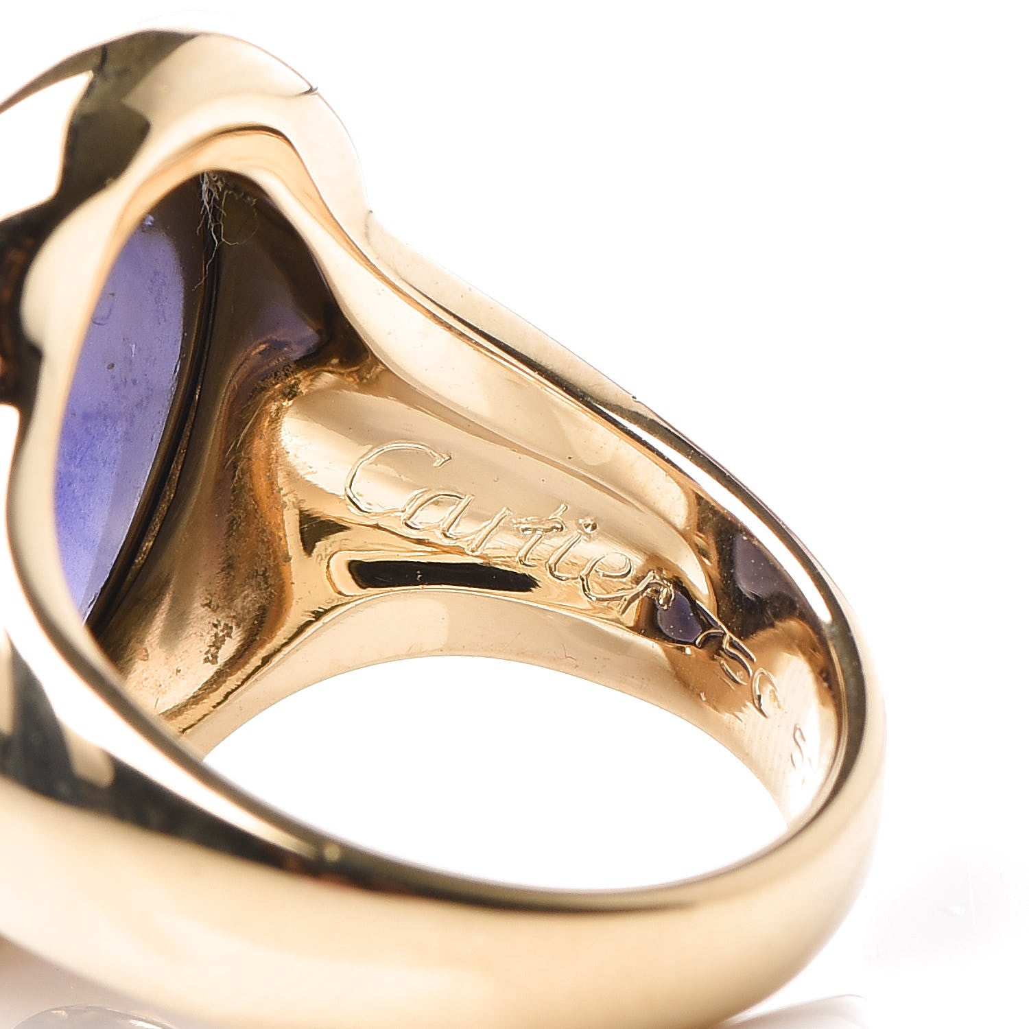 Cartier 18K Yellow Gold Amethyst Cabochon Ring 52 6 5 of 6