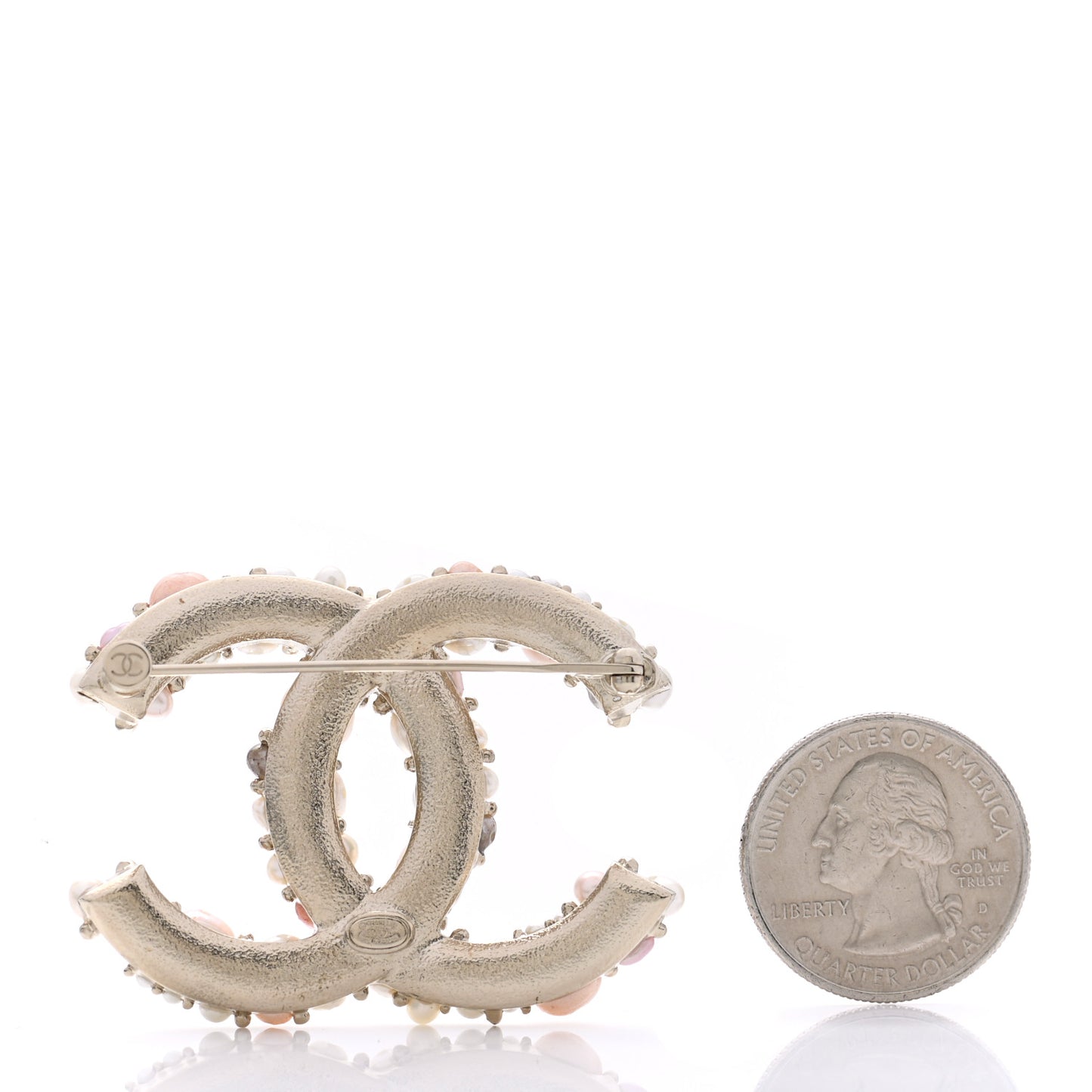 Pearl Crystal Mini CC Charms Brooch Light Gold Pink