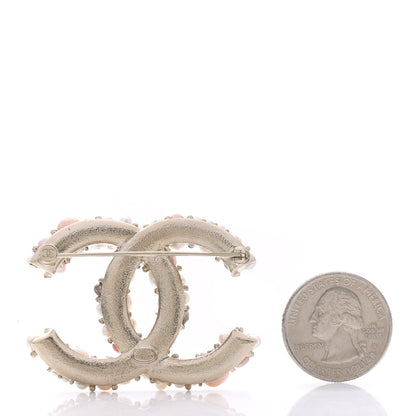 Chanel Pearl Crystal Mini CC Charms Brooch Light Gold Pink 3 of 5