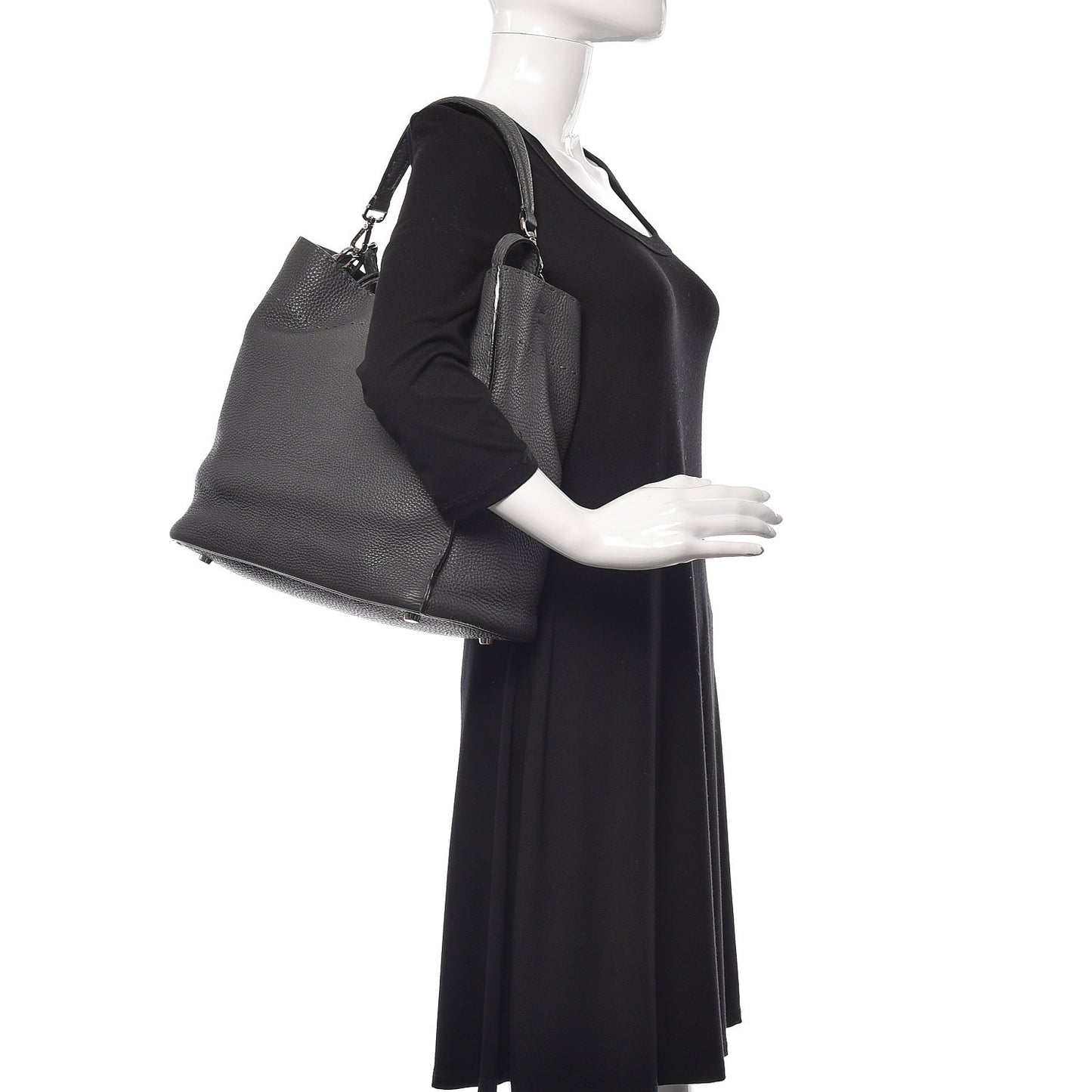 Cuoio Romano Selleria Large Anna Bucket Bag Asfalto