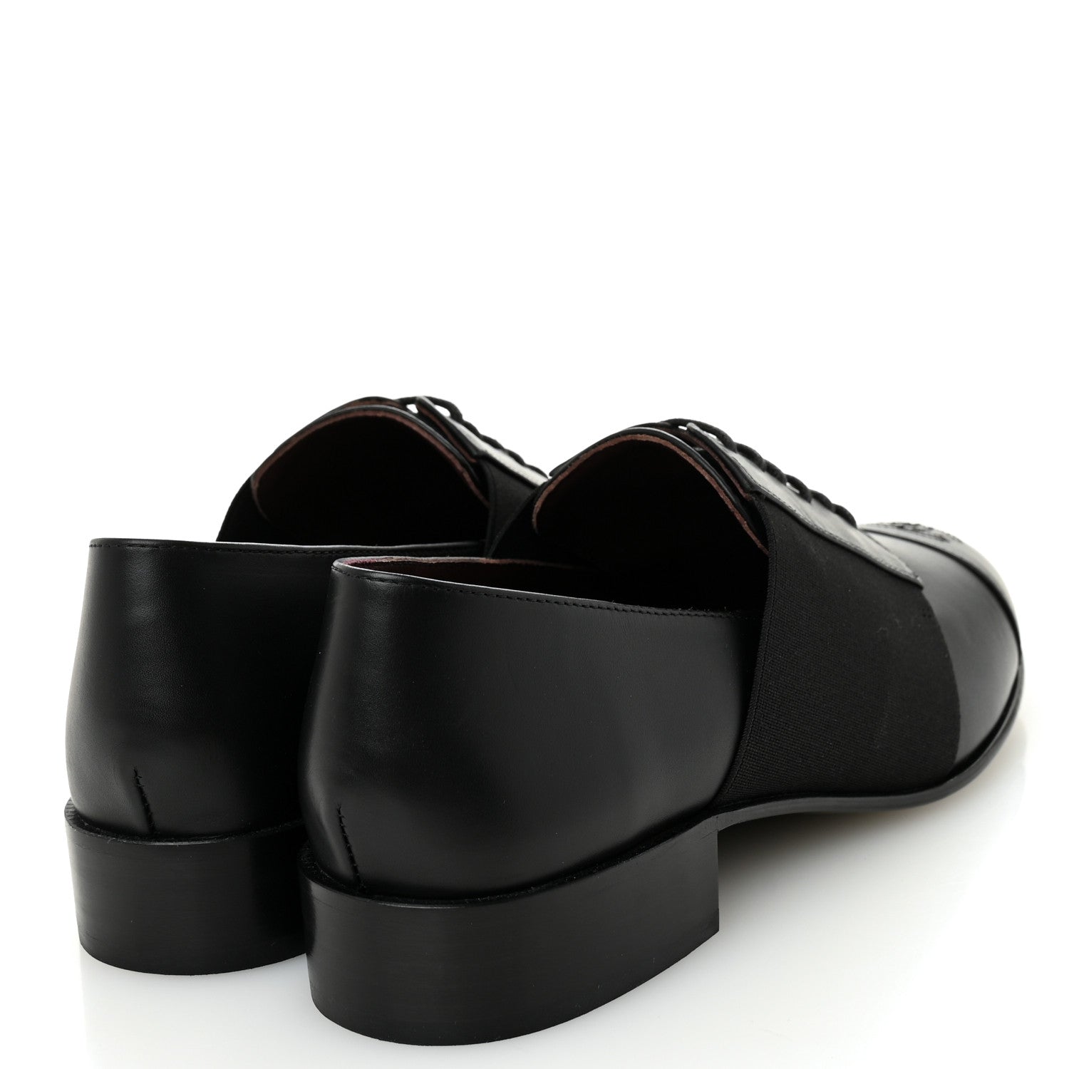 Chanel Calfskin Elastic Lace Up Cap Toe CC Loafers 38 Black 4 of 11