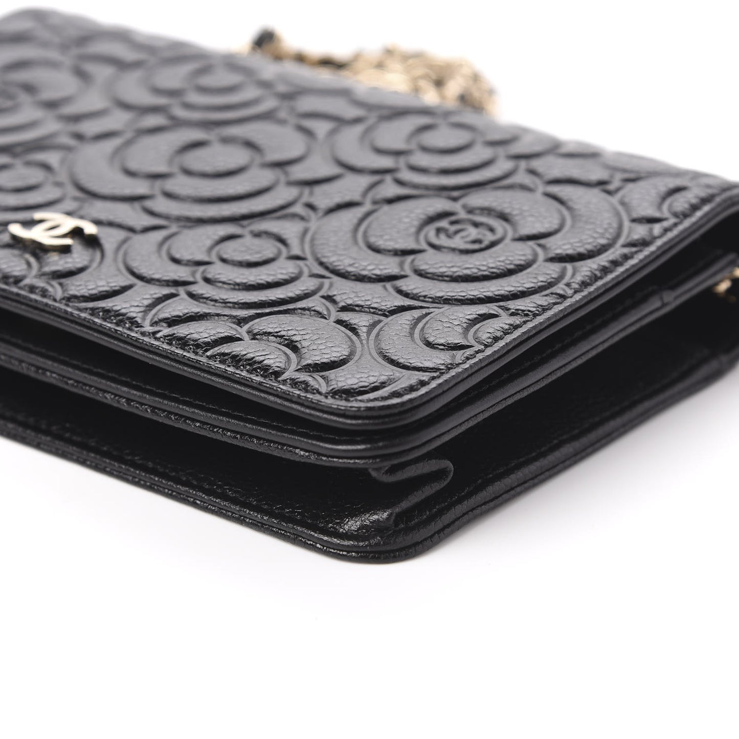 Caviar Camellia Embossed Wallet On Chain WOC Black