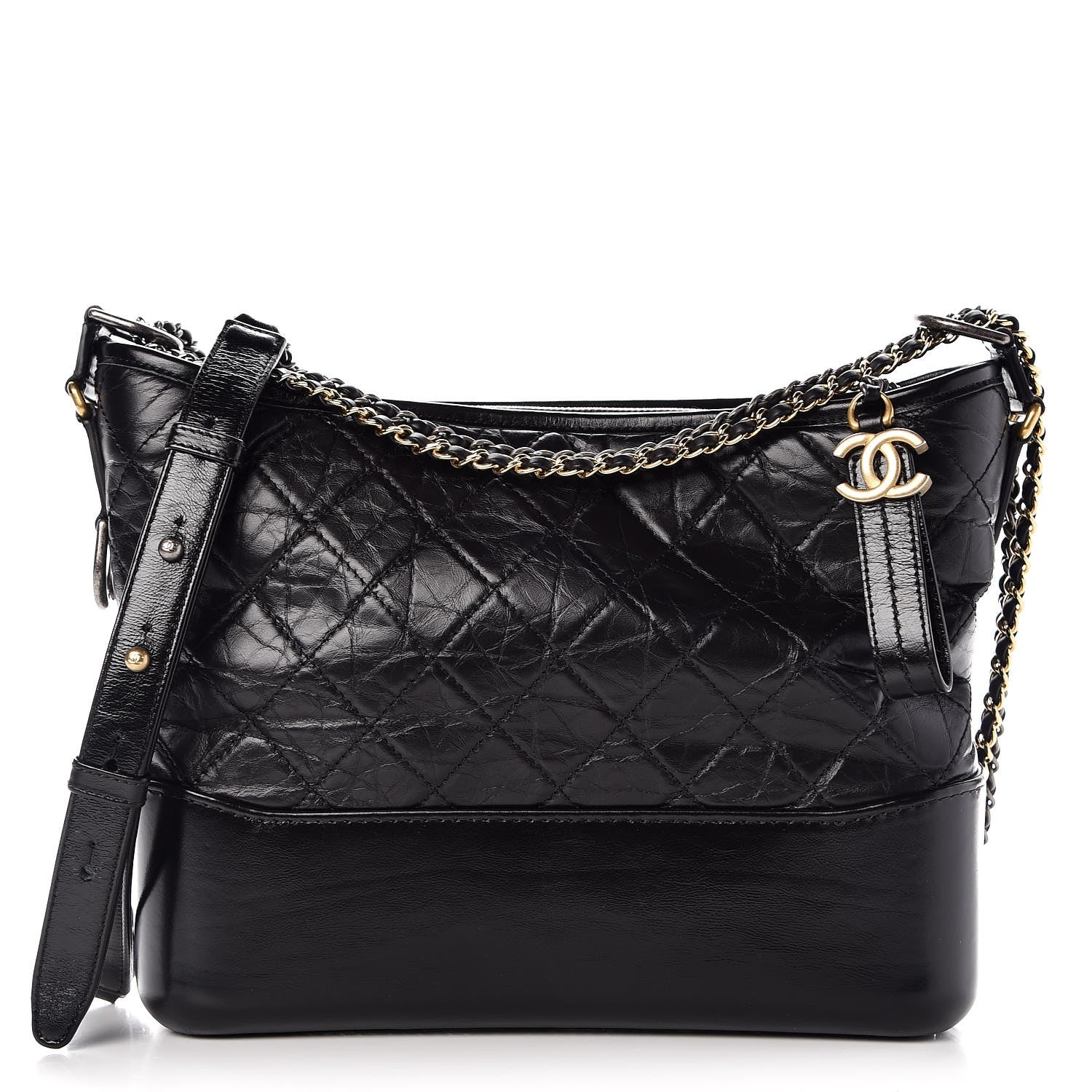 Chanel Aged Calfskin Quilted Medium Gabrielle Hobo Black 1 of 7