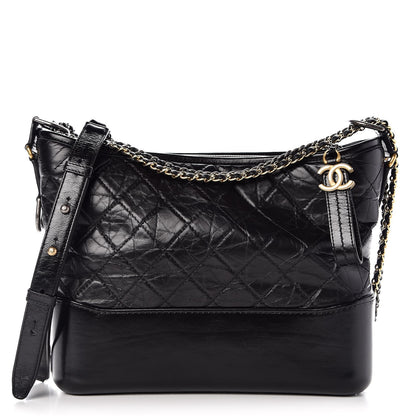 Chanel Aged Calfskin Quilted Medium Gabrielle Hobo Black 1 of 7