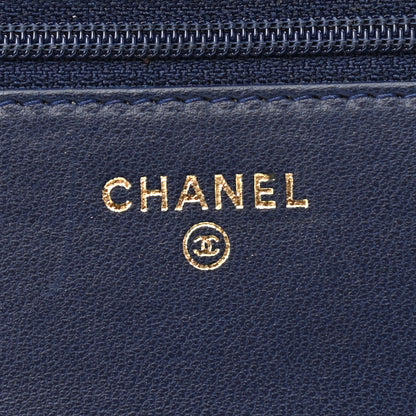 Chanel Lambskin Quilted Trendy CC Wallet On Chain WOC Navy 5 of 12