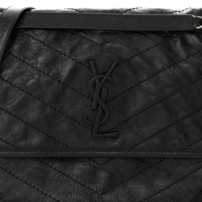 Saint Laurent Crinkled Calfskin Matelasse Monogram Medium Niki Chain Satchel Black 8 of 10