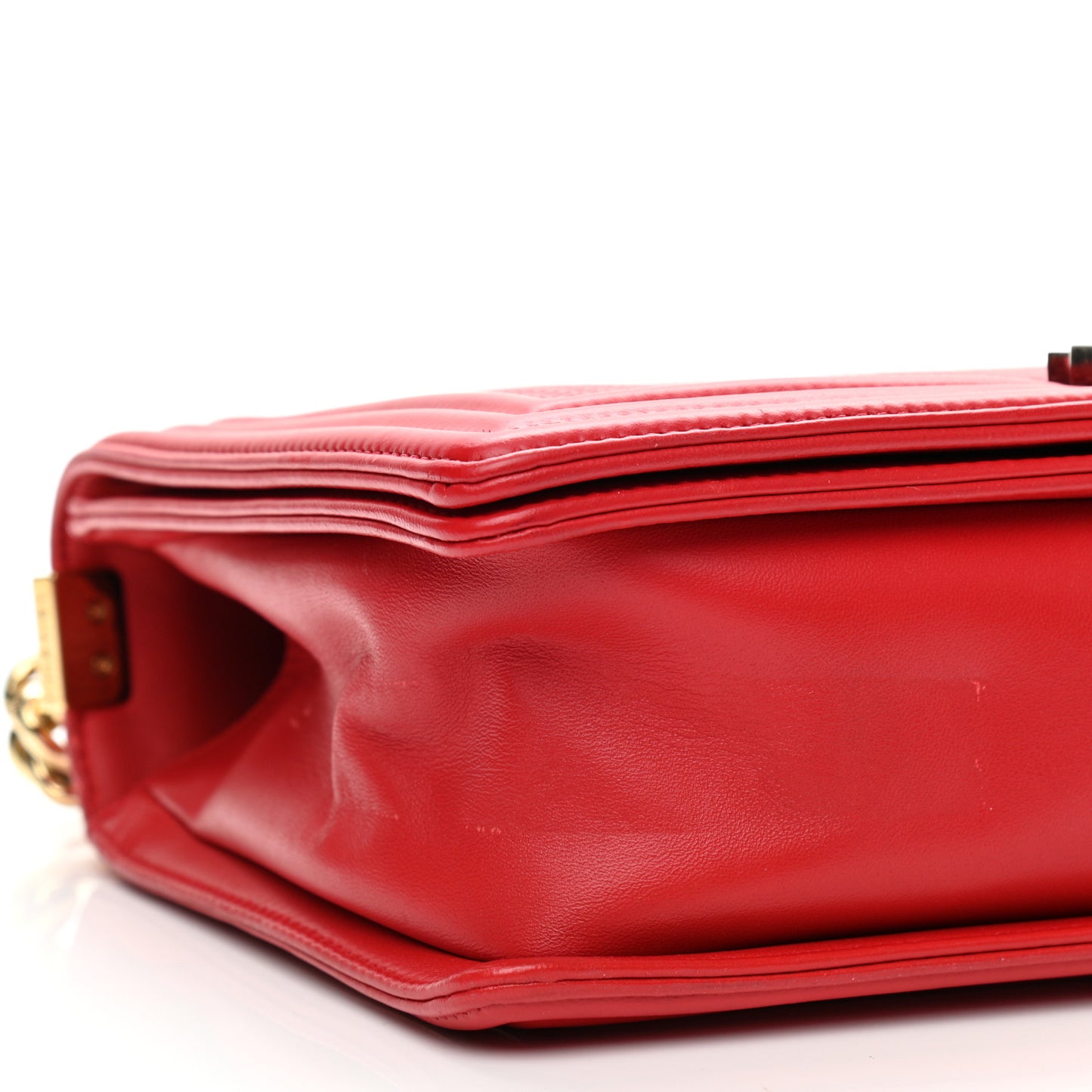 Lambskin Embossed New Medium Boy Cube Flap Red