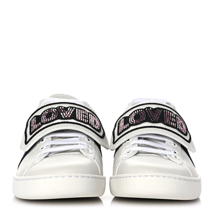 Gucci Calfskin Ayers Web Crystal LOVED Womens New Ace Sneakers 36 White 2 of 9