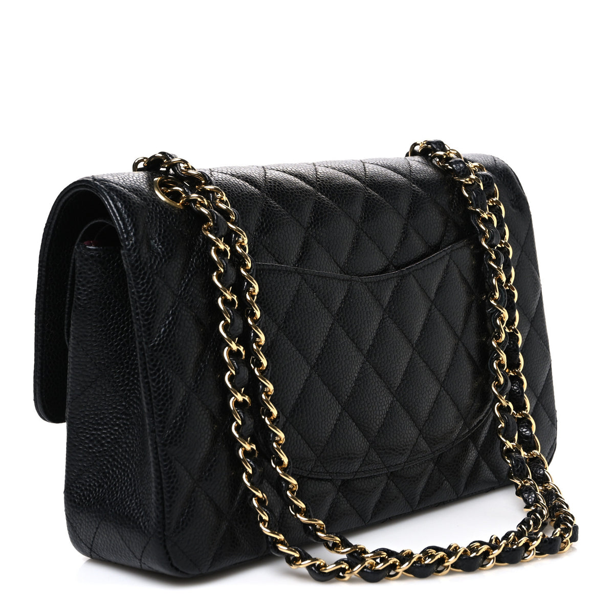 Caviar Quilted Medium Double Flap Black