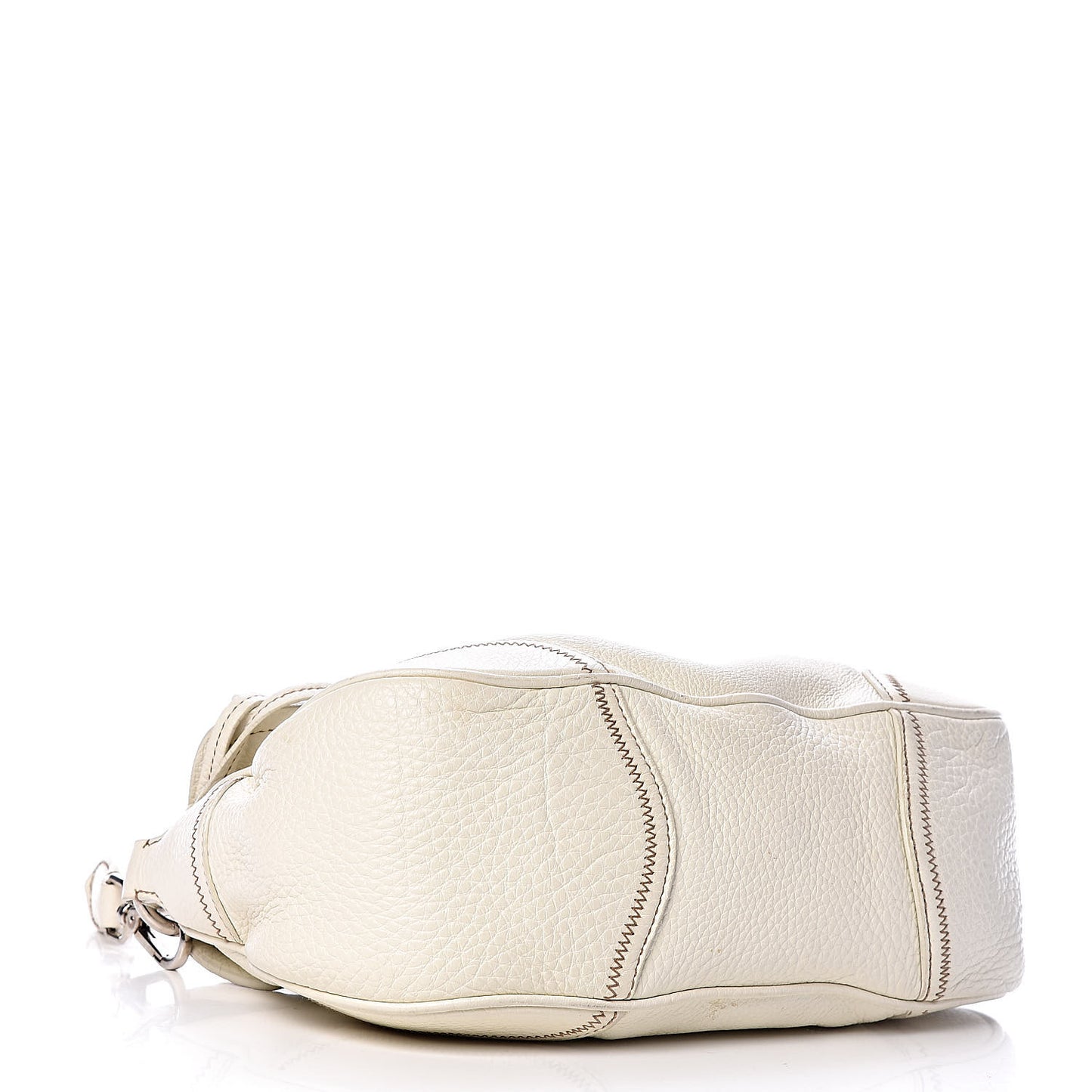 Vitello Daino Pushlock Flap Shoulder Bag Bianco